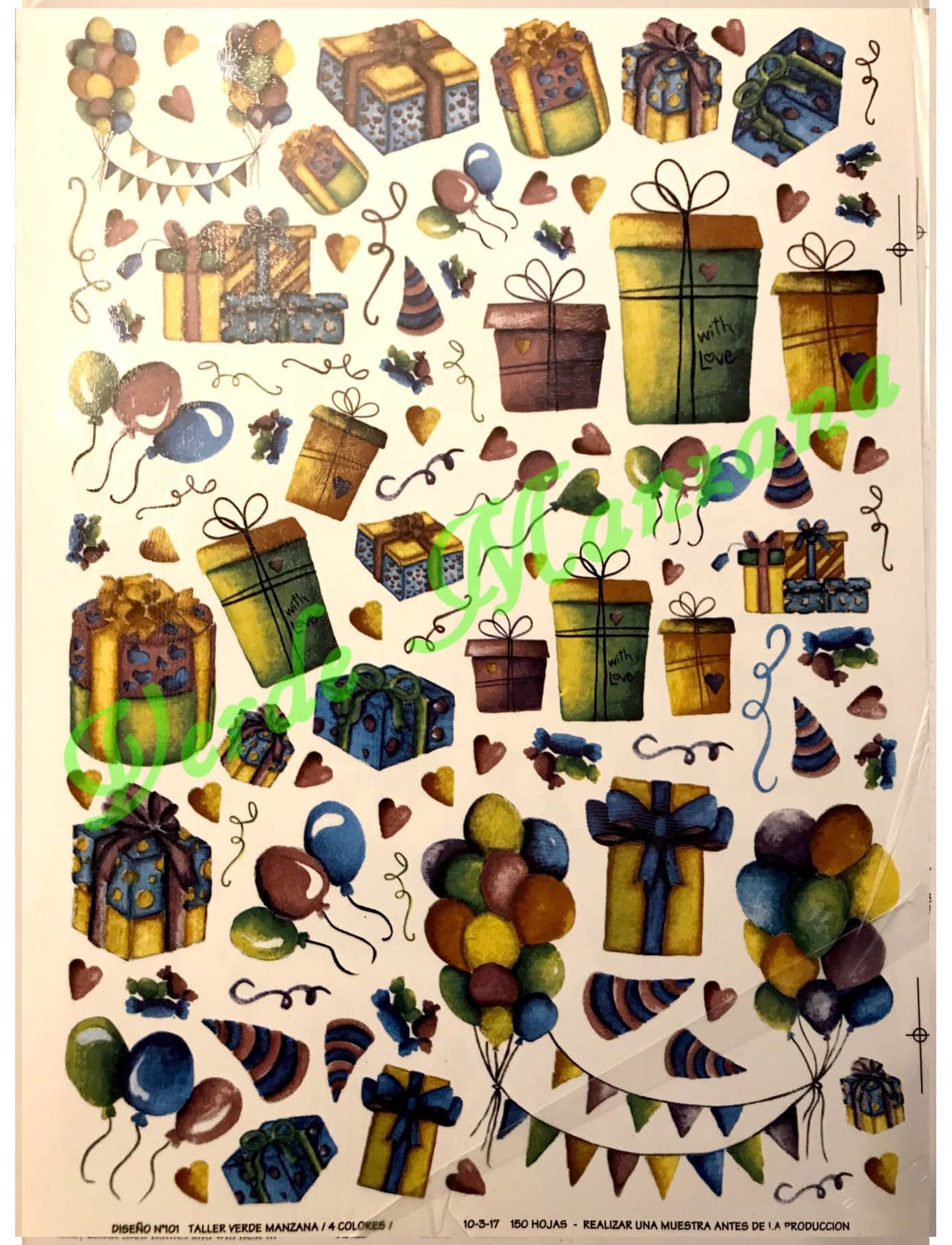 Calca Color Vitrificable para Porcelana 23x33 cm, Diseño Número 101