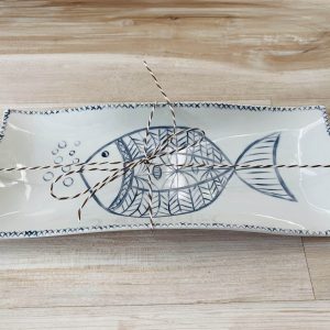 Bandeja de porcelana con diseño de pez
