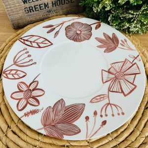 Plato Plano de Porcelana pintado en monocromo