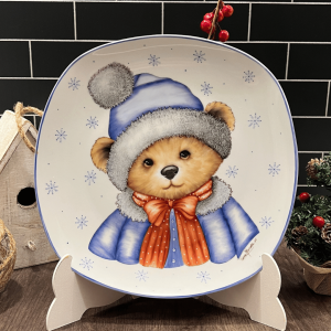 Plato de porcelana Oso Navidad 25x25cm "EDICIÓN LIMITADA"