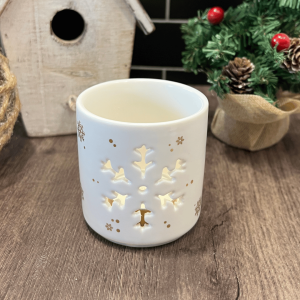Portavela de porcelana con detalles en oro 7x6cm alto ÚLTIMA UNIDAD