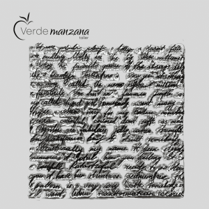 Sello para porcelana, diseño escritura, medida 10 x 10 cm.