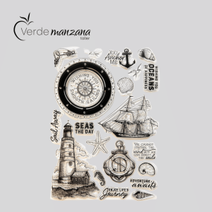 Sello para porcelana, diseño maritimo,  medida 21 x 15.