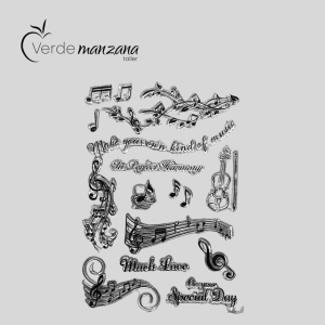 Sello para porcelana, diseño música, medida 21 x 15 cm.