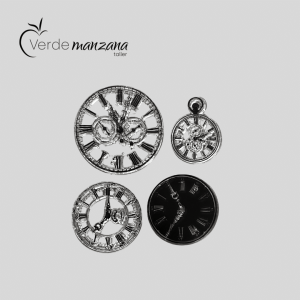 Sello para porcelana, diseño relojes, medida 12 x 10,5 cm.