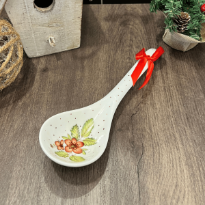 Cuchara de porcelana con flor navideña 23cm