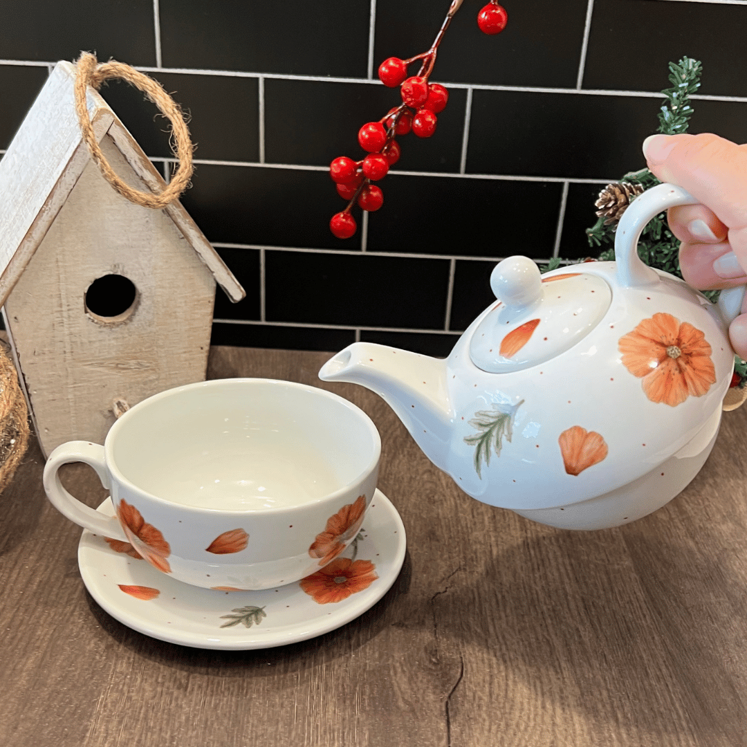 Tea for one o te para uno de porcelana con diseño Amapolas "ÚLTIMA UNIDAD" - Image 4