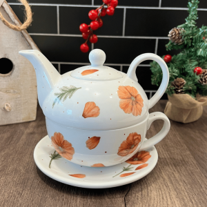 Tea for one o te para uno de porcelana con diseño Amapolas "ÚLTIMA UNIDAD"